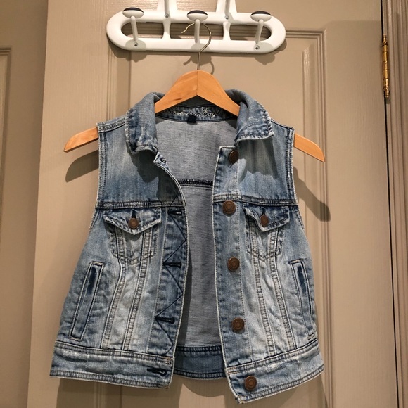 CUTE Jean denim Vest American Eagle - Picture 1 of 5